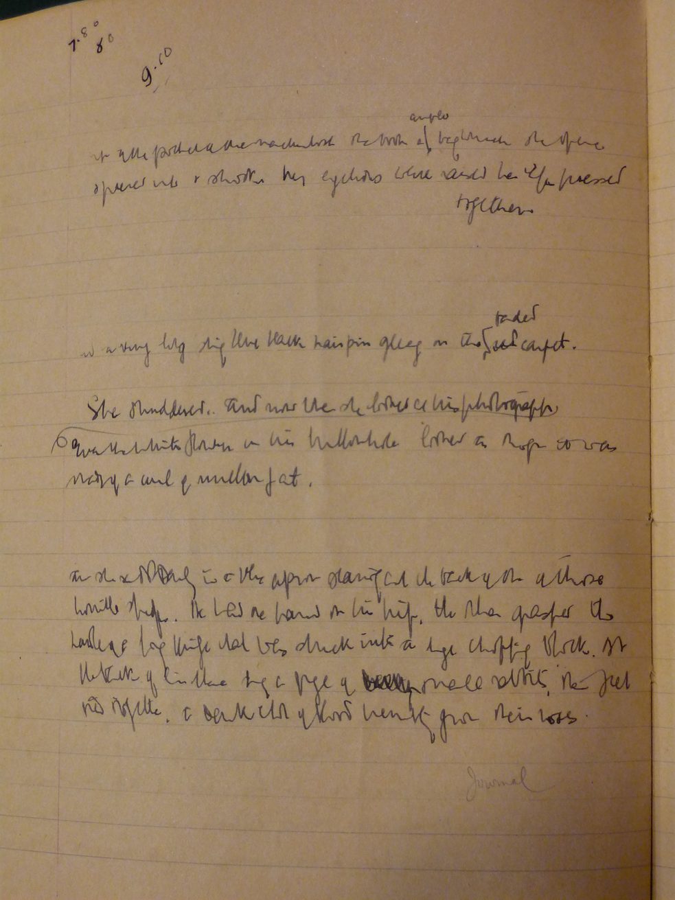 Página escrita em 1921 pela escritora neozelandesa Katherine Mansfield em seu caderno de notas. 