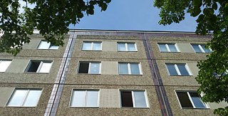 A classic East German Plattenbau building.