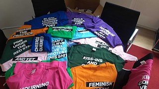 When objects materialize: slogan tees in multiple colors