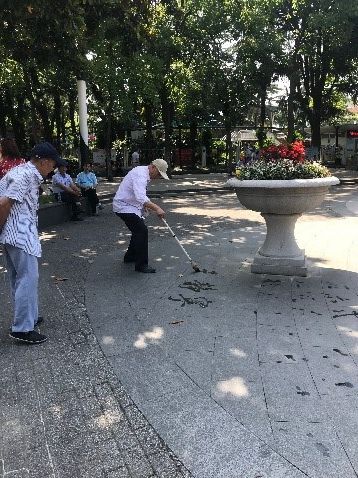 Wasserkalligraphie in Suzhou