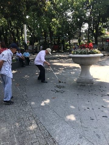 Wasserkalligraphie in Suzhou