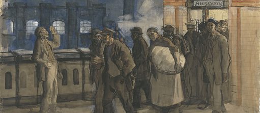 Käthe Kollwitz, Retour des ouvriers à la gare, 1897–99 