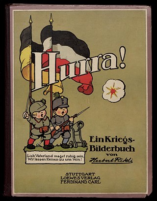 Buchcover eines Kinderbuches von 1915: „Hurra! Ein Kriegs-Bilderbuch“