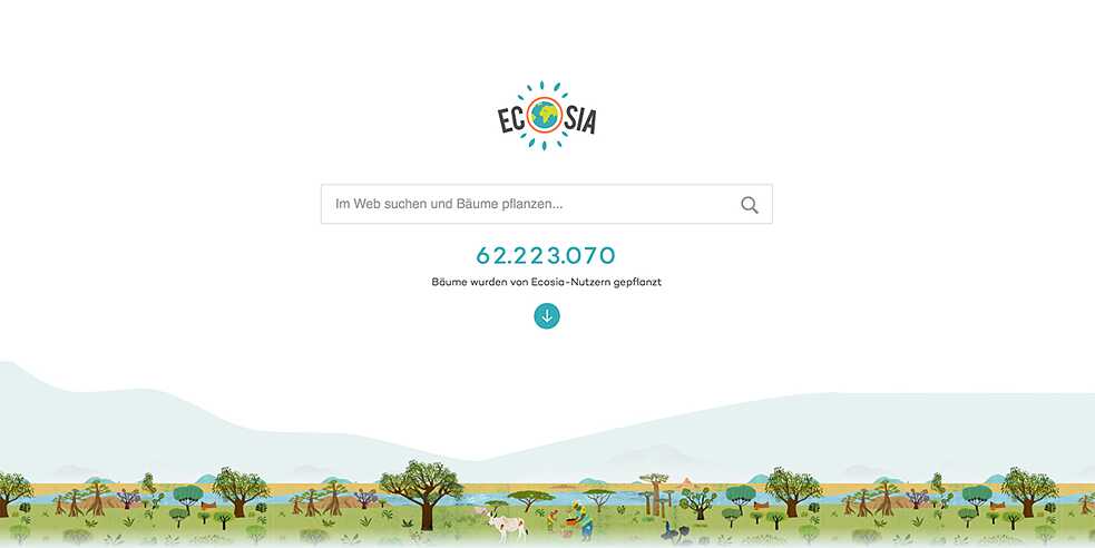 <b>Vyhledávač, který sází stromy</b><br>Ecosia je vyhledávač s pozitivní bilancí CO2. Tato firma založená v Berlíně používá zisky z reklamy a partnerských programů k sázení stromů. Společnost s ručením omezeným Ecosia uvádí, že v průměru vysadí za každých 45 požadavků k vyhledávání jeden strom. Od roku 2009 tak už bylo vysazeno téměř 60 milionů stromů, především v Jižní a Střední Americe, Africe a jihovýchodní Asii. Ecosie je dnes dostupná také jako add-on k vyhledávačům Firefox a Chrome.