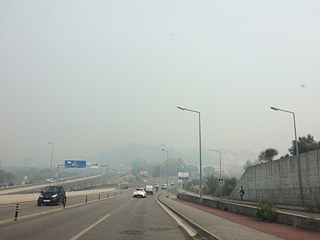 Der Blick auf Leiria auf dem Weg zur Schule