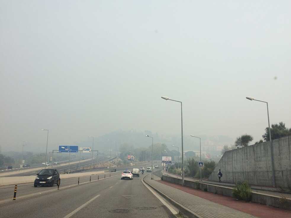 Der Blick auf Leiria auf dem Weg zur Schule