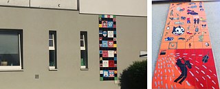 Von Bewohnern gestaltete Kacheln zieren die Hausfassaden. 