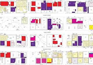 Excerpt from the land-use map showing the range of functions existing with the industrial area. Image by 26’10 south Architects based on mapping by students from the university of Johannesburg.
