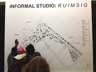 Re-blocking map for Ruimsig showing remaining structures (in solid black) and re-located structures (grey).