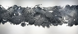 Andreas Kocks, Exile From Paradise, 2018, grafiitti paperille  220 x 690 x 6 cm