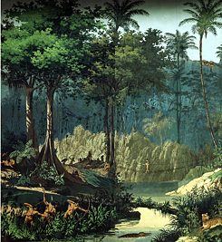 Tapete mit brasilianischer Landschaft von Jean-Jacques Deltil nach einem Motiv von Johann Moritz Rugendas 