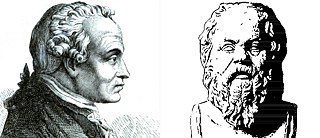 Porträts der Philosophen Kant und Sokrates