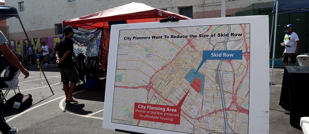 Worlds of Homelessness - Bild einer Downtown Los Angeles Karte, die Konflikte um Wohnraum in LA beschreibt.