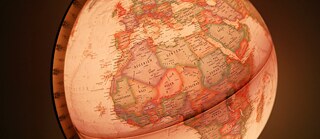 A globe focusing on Africa