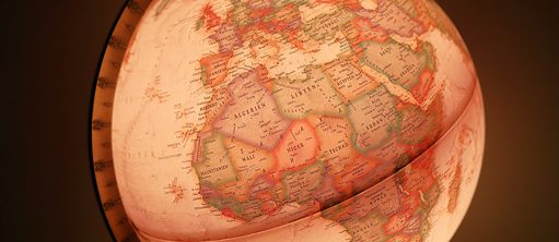 A globe focusing on Africa