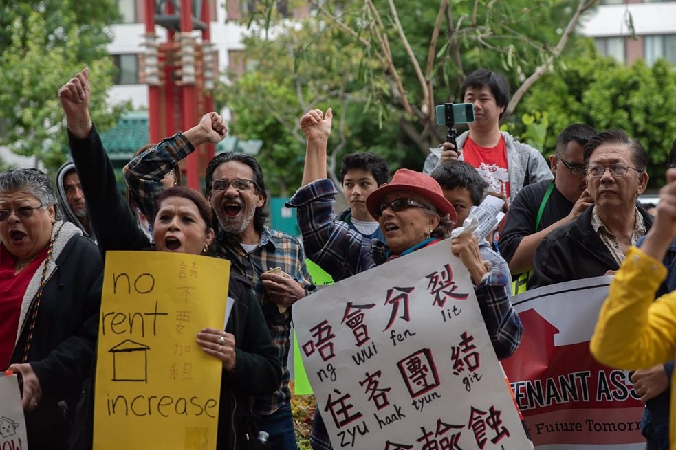 Participants at the "Chinatown Is Not For Sale" march in Los Angeles, Mai 2019 