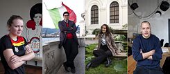 Geboren nach ’89 | vlnr: Hannah Stegmeier, Bonn; Riccardo Pilat, Triest; Agata Otranto, Bari; Philipp Werner, Dresden.