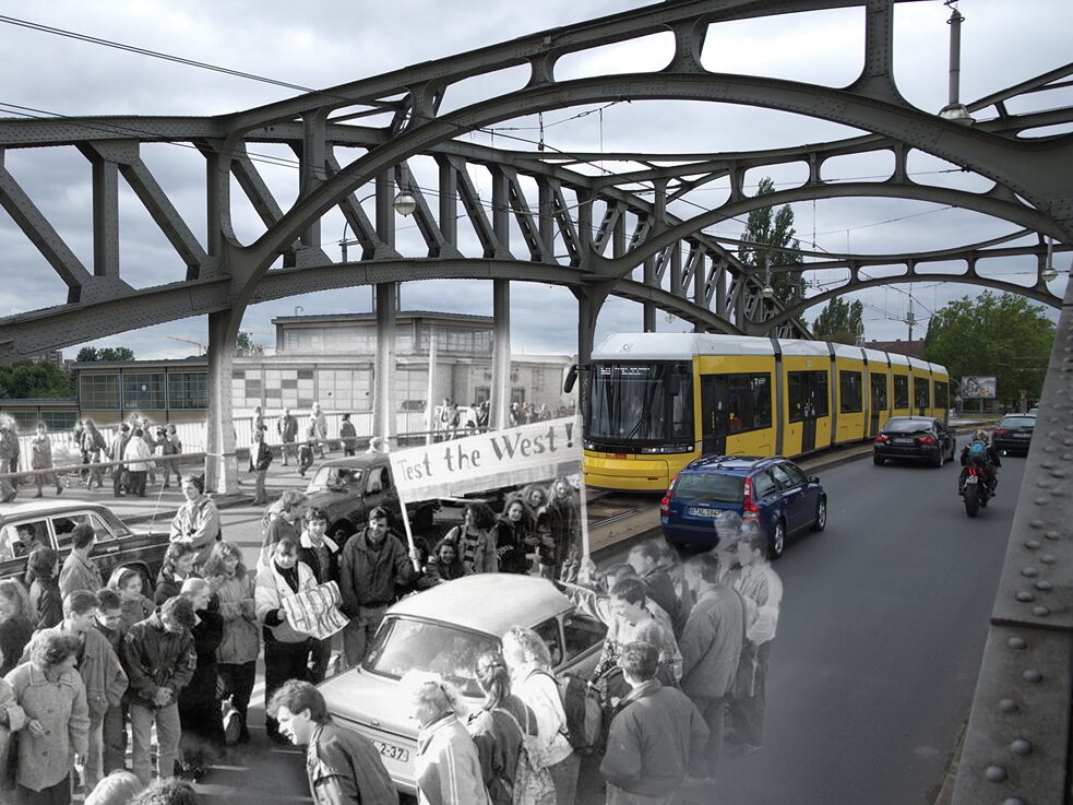 Bornholmer Straße 1989/2015, montaż, fragment, remiks