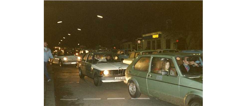 Traffic jam in West Berlin 9 November 1989, near Kurfürstendamm
