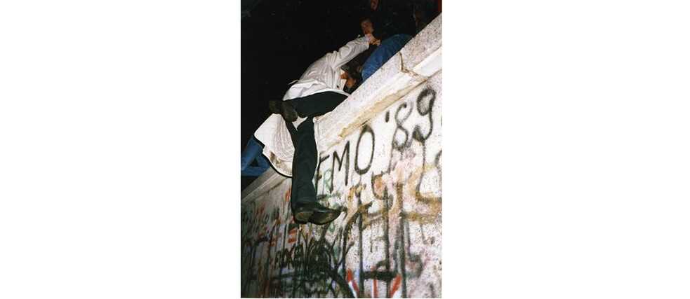 On the border: Brandenburg Gate, Berlin 10 November 1989
