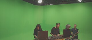 STRWÜÜ using their new drum modules. Recording an improv set with Pascal Sieger and Yashas Shetty in the green chroma key studio at Srishti