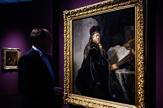 Rembrandt’s “Scholar in his Study” is on loan from the National Gallery in Prague, only the second time it has been on display in another country. 