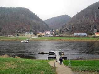 A view of Schmilka and the ferry from the other side of the Elbe