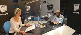 Martha Dalton und Malcolm Ohanwe im „Zündfunk“-Studio des Bayerischen Rundfunks