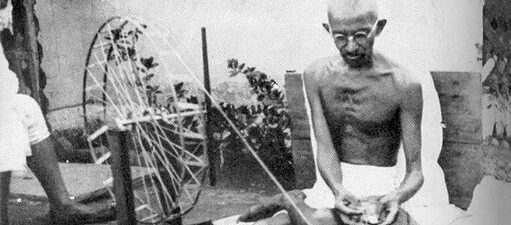 Gandhi at the Spinning Wheel, Sabarmati Ashram, 1925