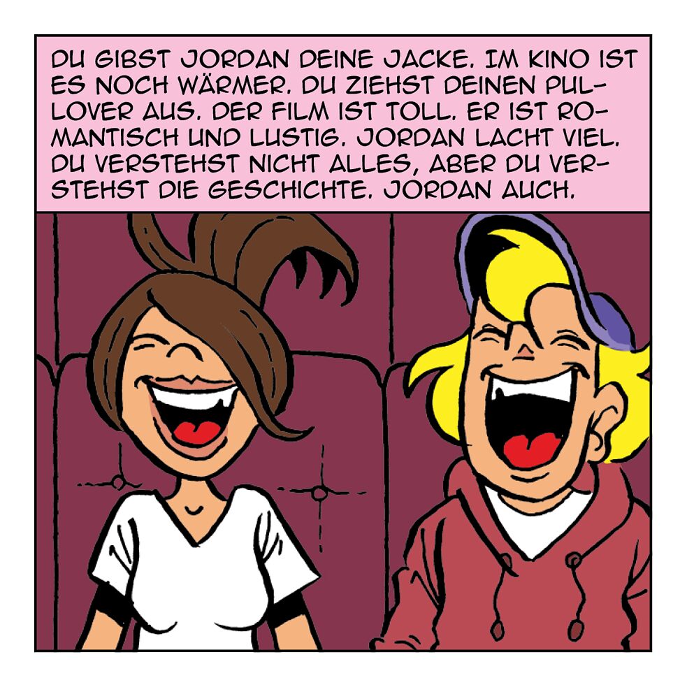Du gibst Jordan deine Jacke.