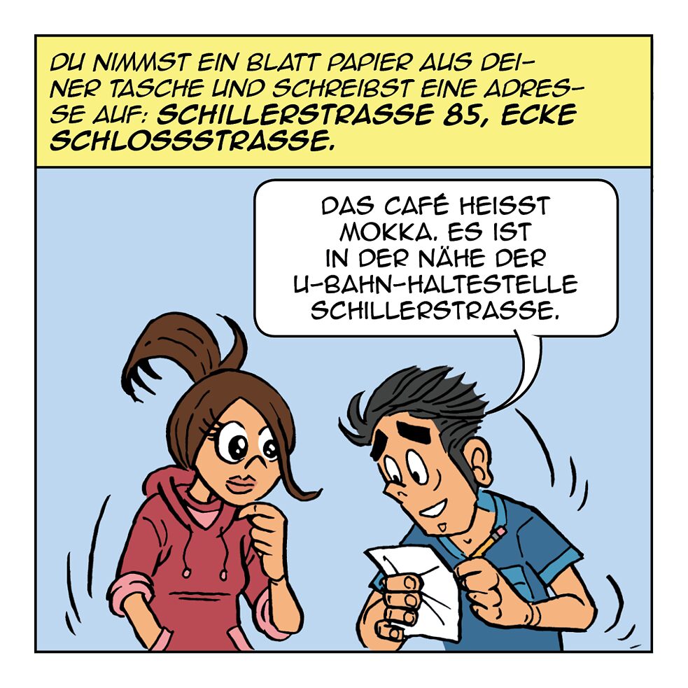 Du nimmst ein Blatt Papier aus deiner Tasche