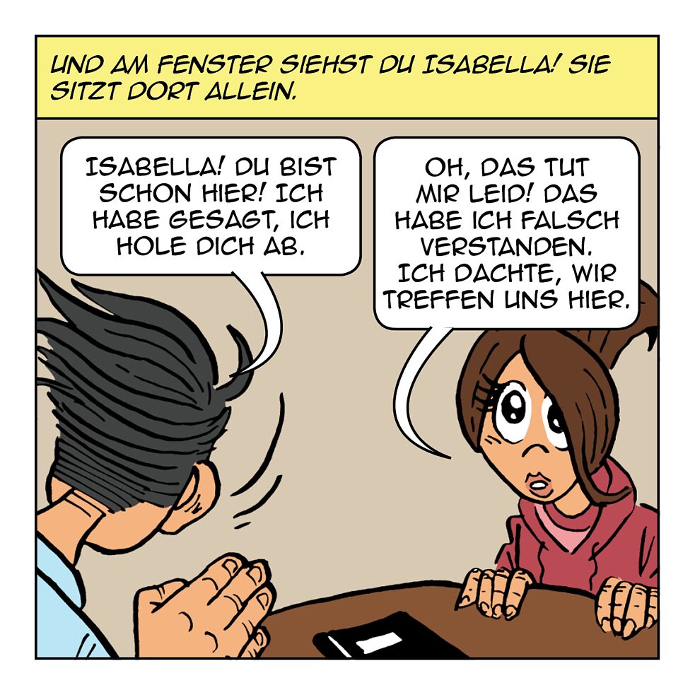 Und am Fenster siehst du Isabella!