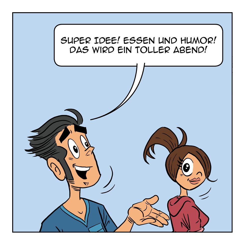 Super Idee! Essen und Humor!