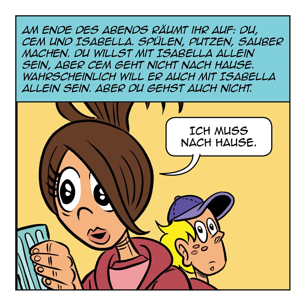 Am Ende des Abends räumt ihr auf.