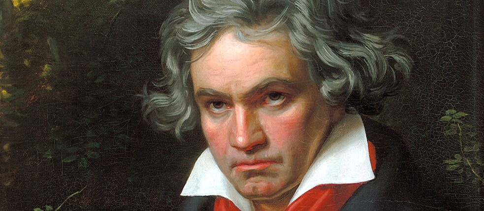 Gemälde von Joseph Karl Stieler: Portrait Beethovens mit der Partitur zur Missa Solemnis