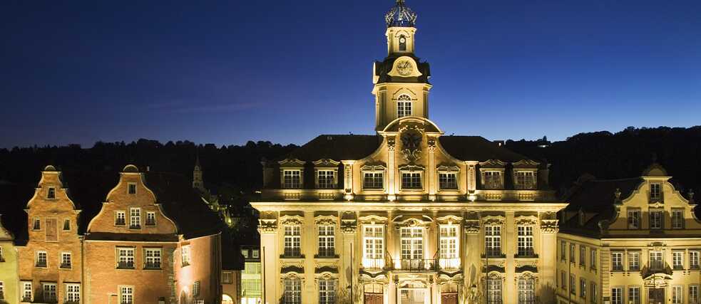 Rathaus auf dem Marktplatz von Schwäbisch Hall.