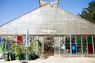 One of the greenhouses at StadtFarm in Berlin