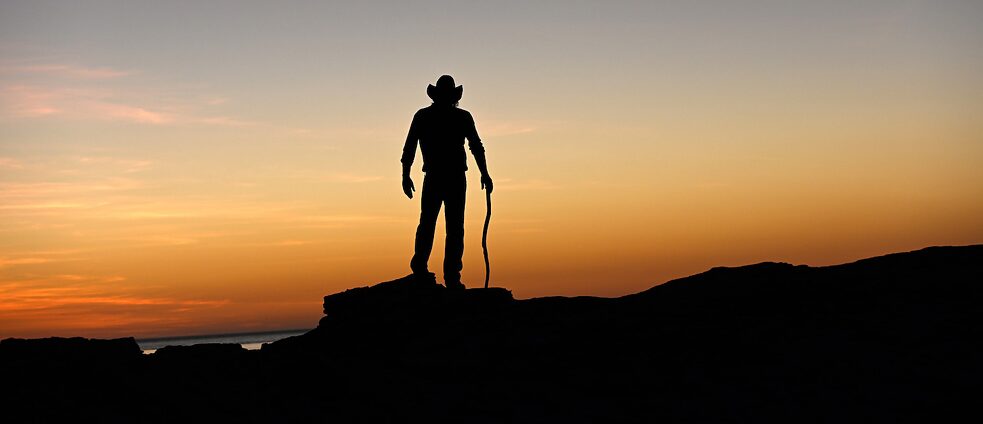 The sun sets on a scene from Mystery Road Season 2