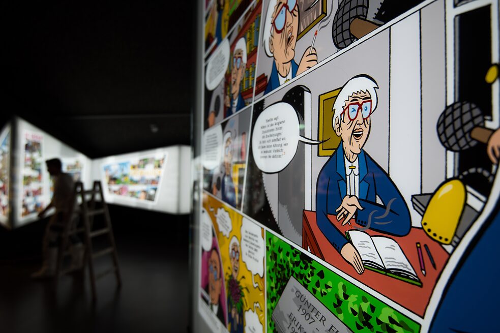 The museum depicts the story of Erika Fuchs’ life in comic form.