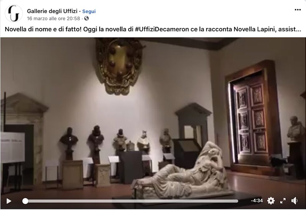 Facebook-Video über die Statue der Schlafenden Ariadne in den Uffizien