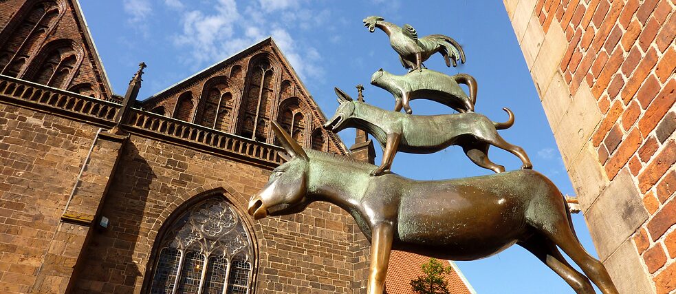 市議會前的這座布萊梅的城市樂手雕像已經成為這座城市的標誌。