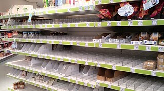 Empty shelves at a DM store in Berlin