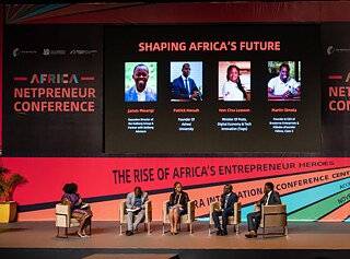 Prêmio Africa Netpreneur em Acra, capital de Gana, em 16 de novembro de 2019. A Fundação Jack Ma, criada pelo fundador da gigante chinesa da internet Alibaba, distribuiu 1 milhão de dólares em dinheiro para apoiar as empresas de 10 jovens empreendedores africanos que venceram um concurso com mais de 10 mil participantes.