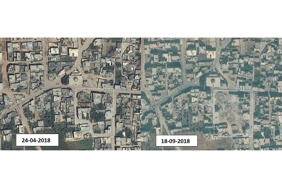 Zardana vor und nach Luftangriffen (2018)