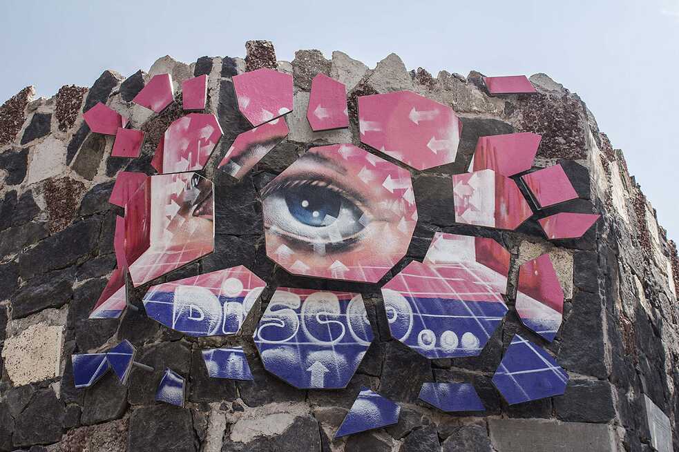 Detail of the New’s Divine Memorial, a former dance hall where 9 youth were murdered by a failed police raid, whose graffiti murals were recovered, restored and reinterpreted to become part of the new memorial space
