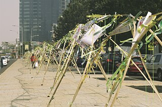 Memorial to the City, a 300 meter long bamboo structure built to protest against ongoing privatization of public space & gentrification processes in Mexico City
