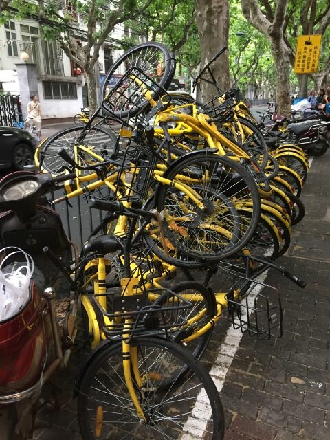 Stehend, liegend, gestapelt – OFOs findet man überall 