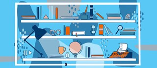 Лавица с книги като символ на литературата