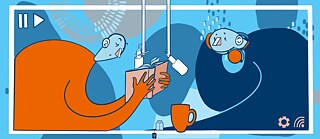 Illustration einer Lesung in einem Tonstudio