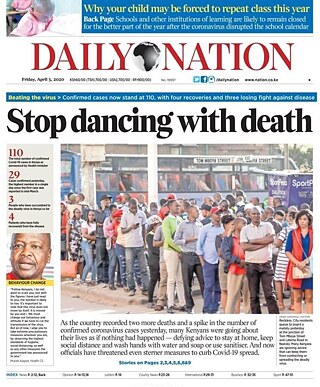 "Stop Dancing with Death" - an image of a newspaper article from the Daily Nation